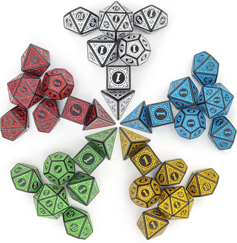 Miniatura 9 de Coyeekn Juegos de Dados DND, 10 X 7 Juegos (70 Piezas) Dados Poliédricos para Dungeons and Dragons RPG MTG D&D Juego de Mesa con 1 Bolsa Grande D4