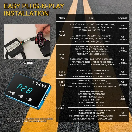 Miniatura 3 de BY-J Controlador de respuesta del acelerador, 9 Drive 9 modos FLC-806 controlador electrónico del acelerador del coche, compatible con A3-A6 VW