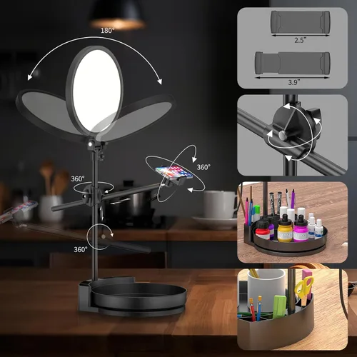 Miniatura 7 de Iluminación de zoom brillante para computadora, iluminación de escritorio ajustable para videollamadas, anillo de luz de pantalla completa regulable
