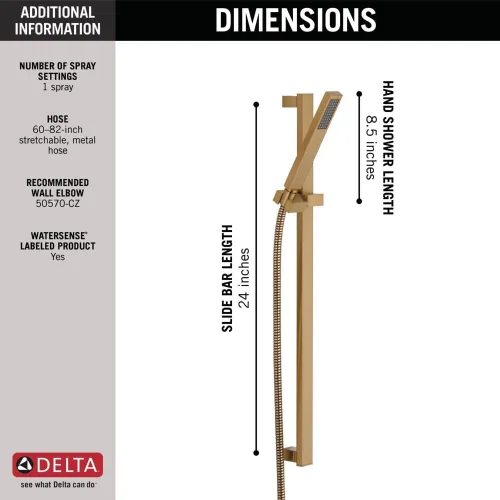 Miniatura 3 de Delta - componentes universales para regadera, regadera manual con soporte para pared, 57530-CZ Bronce champán