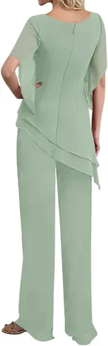 Miniatura 2 de JAEDEN Mother of the Bride Pantsuits Chiffon - Long Jumpsuits Sleeves Mother Groom