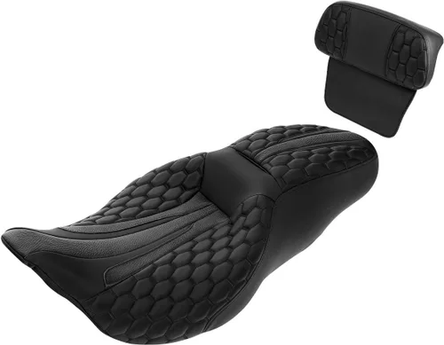 Miniatura 41 de Asiento de conductor, pasajero y piloto - SLMOTO Asiento de motocicleta de una pieza para 2 personas, compatible con Harley Touring Road King CVO