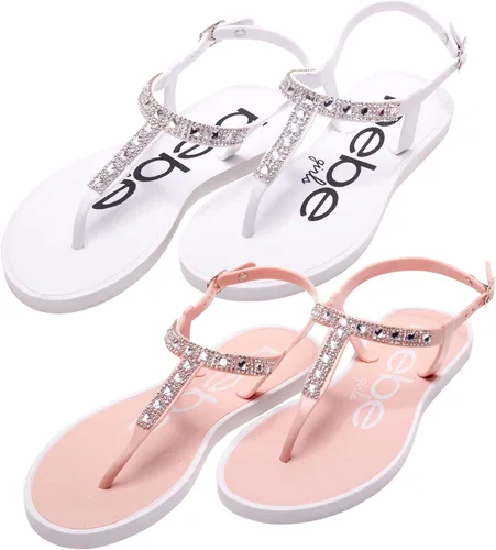 Miniatura 5 de bebe Sandalias para niña Paquete de 2 sandalias de tanga con diamantes de imitación con hebilla y correa de talón (niño pequeñoniño grande)
