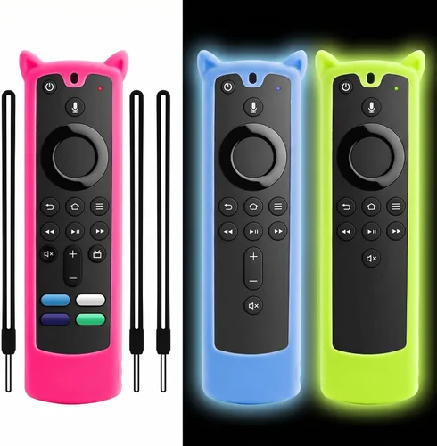 Miniatura 7 de Paquete de 2 fundas protectoras para control remoto, funda de silicona para control remoto que brilla en la oscuridad con cordón