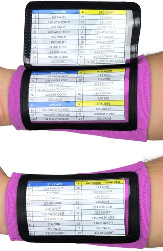 Miniatura 15 de Sports Unlimited Banda Instructora Triple para Adultos, Muñequeras de Fútbol para Jugadas, Muñequeras de Béisbol, Bandas de Brazo QB Negro