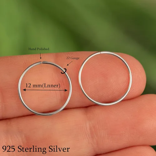 Miniatura 97 de Aretes de aro de oro de plata – Aretes de aro para mujer, dos piezas de aros de plata fina rellenos de oro, aro de hélice, anillo de tragus, aro