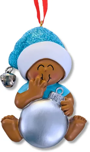 Miniatura 2 de Ornaments by Elves - Adornos de Bola de Navidad Azul Bebé Personalizados 2025 - Bolas Azules Personalizadas para Bebé Niño Decoraciones de Navidad