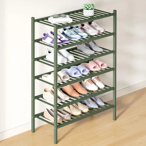 Miniatura 35 de Smiry Zapatero de bambú para clóset, organizador de zapatos apilable de 4 niveles largo de madera, estante de almacenamiento de zapatos Negro