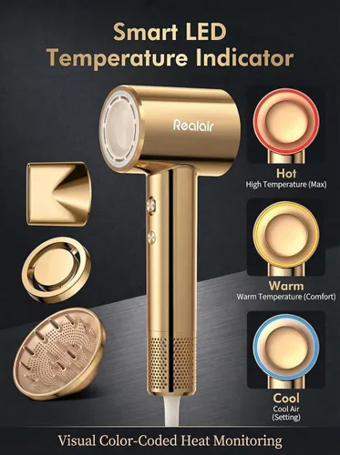 Miniatura 6 de Secador de pelo de alta velocidad con difusor, 110,000 rpm, motor sin escobillas, secador iónico para secado rápido, iones negativos de 656.2 ft