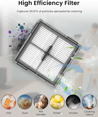 Miniatura 3 de Paquete de 4 filtros HEPA de repuesto compatibles con aspiradora robot Roborock Q10 S5/Q10 S5+/Q10 X5/Q10 X5+ Filtros lavables de repuesto Kit