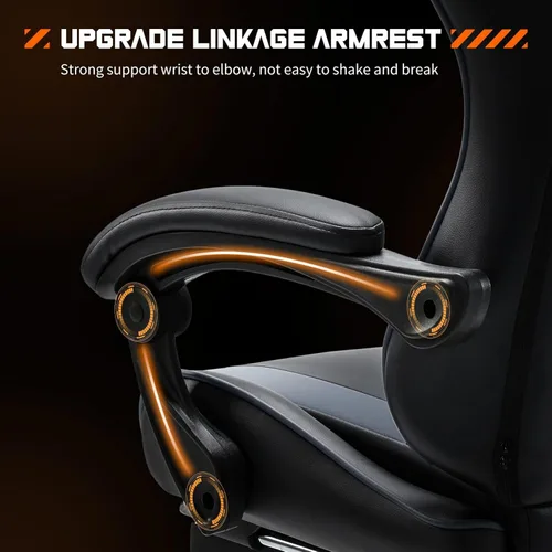 Miniatura 5 de Silla de juegos resistente, silla ergonómica para videojuegos para oficina en casa con reposapiés, soporte lumbar, respaldo ajustable, ruedas