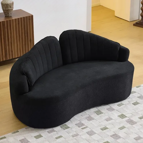 Miniatura 17 de Sofá biplaza curvo de 67 pulgadas para sala de estar, sofá biplaza de asiento profundo con 2 almohadas decorativas, sofá biplaza moderno con tela