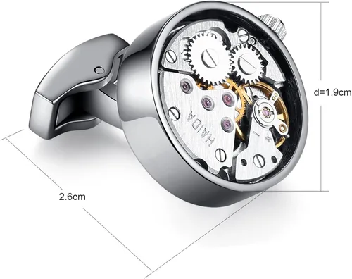 Miniatura 4 de HONEY BEAR Mens Shirt Cufflinks Working Watch Movement for Wedding Business Gift