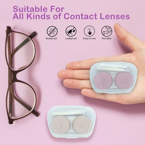 Miniatura 4 de Paquete de 8 bonitas fundas para lentes de contacto, estuche portátil de contacto ocular con herramienta aplicadora y herramienta de eliminación