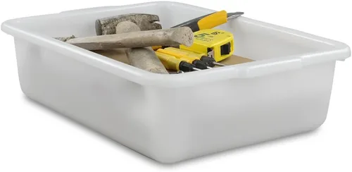 Miniatura 7 de Morcte Paquete de 3 cajas de autobús comercial de 13 L, bañera de autobús de plástico, color blanco