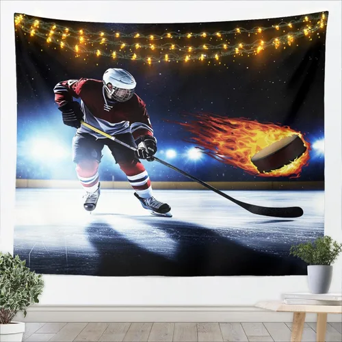 Erosebridal Tapiz de hockey sobre hielo, tamaño pequeño, 51 x 59 pulgadas, para colgar en la pared, para invierno, deportes extremos, tapiz de