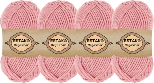 Miniatura 17 de Estako Megastar, 3.52 Oz (100g) de hilo de acrílico 75% y lana 25%, suave, peso grueso voluminoso #5 para crochet y tejer 120 yardas (110m)