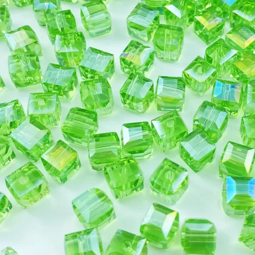 Miniatura 23 de 100 piezas 6 mm cuadrados Cuentas de cristal de colores AB mixtos para hacer joyas Mezcla de colores AB