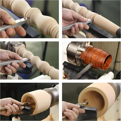 Miniatura 5 de Juego de herramientas de torneado de madera con punta de carburo de tamaño completo con mango de goma 6pcs Roughing and Finishing Swan Neck