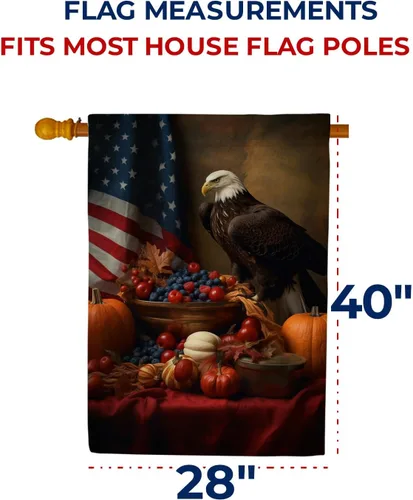 Miniatura 7 de Bandera patriótica de otoño con recompensa de la casa de Acción de Gracias, águila calva para Acción de Gracias, casa de campo americana, decoración