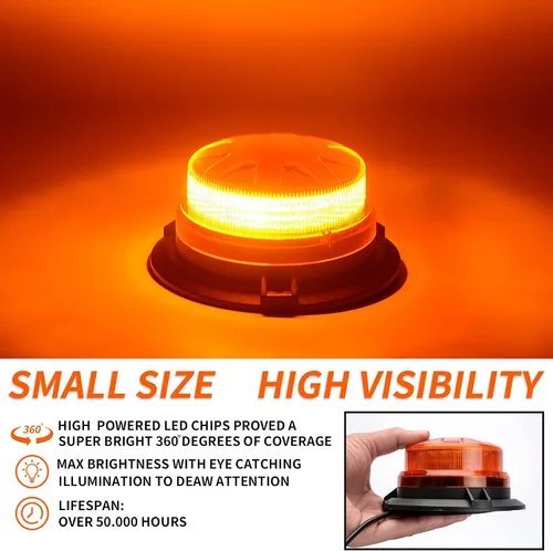 Miniatura 3 de AUXMOTEC Barra de luces de baliza estroboscópica de emergencia LED ámbar con montaje magnético y 8 modelos de destello, lámparas de señal