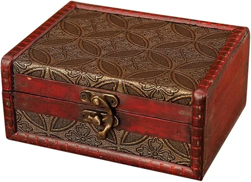 JOONOR Caja del Tesoro de Madera - Cofre del Tesoro para Baratijas, Cartas de Tarot, Regalos y Decoración del Hogar, Caja de Madera Vintage para