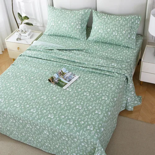 Miniatura 13 de Viviland Juego de sábanas de 3 piezas con estampado botánico de mariposas y flores rosas y moradas, sábanas de microfibra suave y transpirable