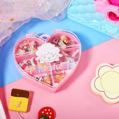 Miniatura 6 de PinkSheep Aretes de clip para niñas y niños, 12 pares de aretes kawaii de mariquita, unicornio, arcoíris, princesa, regalo para niña