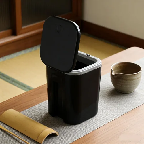 Miniatura 7 de Zopnny Mini cubo de basura de mesa de 0.5 galones/1.9L con tapa desplegable, papelera de escritorio para encimera de baño, tocador, café u oficina
