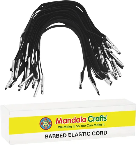Miniatura 12 de Mandala Artesanía Menú Máscara Badge Sign Hanging Elastic Cord bucle banda con metal de púas púas Blanco
