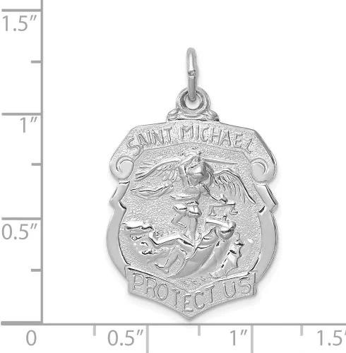 Miniatura 4 de Medalla de plata de ley 925 maciza con diseño católico de San Miguel de 1.299 x 0.866in