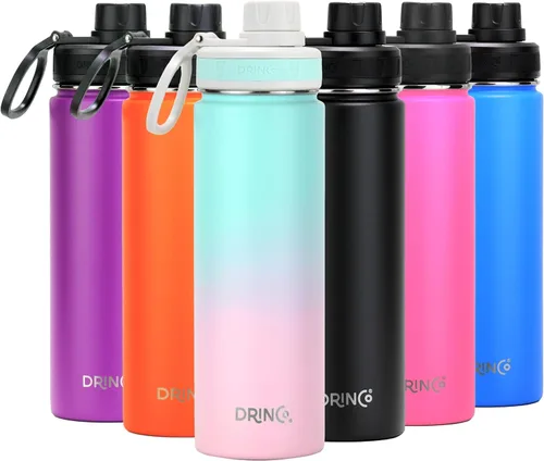 Miniatura 12 de Drinco - Botella de agua de acero inoxidable con boquilla, tapa aislada al vacío, botella de agua de doble pared, de boca ancha
