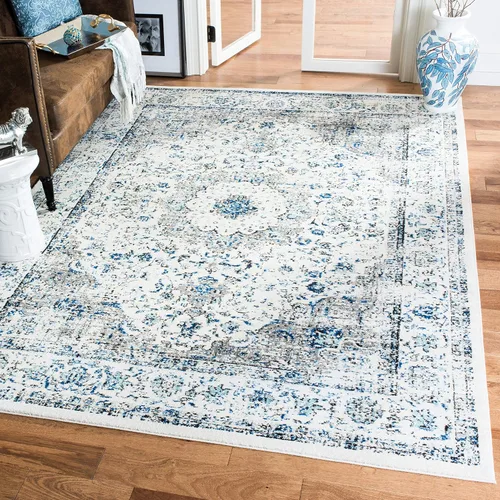 Miniatura 29 de SAFAVIEH Evoke Collection EVK220B Medallón oriental shabby chic de 2'2" x 4', color gris/dorado, no desprende pelusa, alfombra de acento para sala
