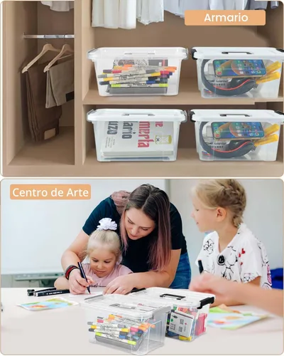 Miniatura 7 de NUMIFUN Cajas de Almacenamiento de Plástico con Tapas, Juego de 6 Organizadores de Almacenamiento, Cajas de Almacenamiento Apilables de 6.6 litros