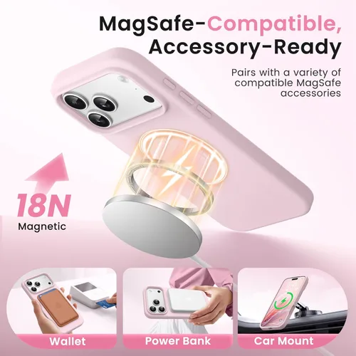 Miniatura 413 de GONEZ Funda de silicona para iPhone 15 Pro Max, compatible con Magsafe, protector de cámara + protector de pantalla, forro de microfibra suave
