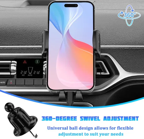 Miniatura 4 de Soporte de teléfono para automóvil, rotación de 360°, ajustable, portátil, ventilación de aire, soporte para teléfono inteligente con clip