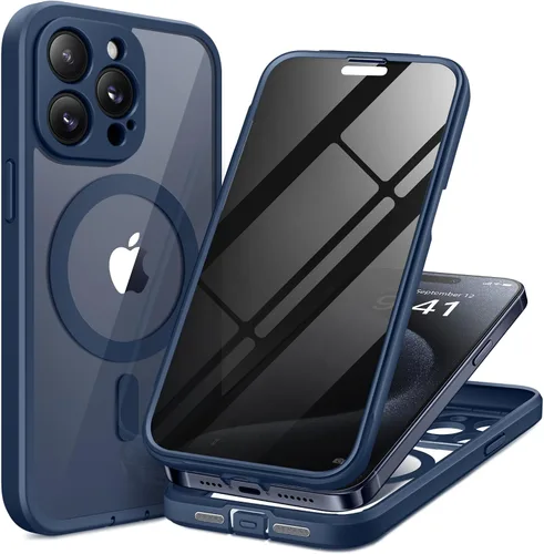 Miniatura 22 de TIESZEN Funda para iPhone 15, compatible con MagSafe, protector de pantalla de privacidad integrado y protección de cámara, antiespía, cuerpo