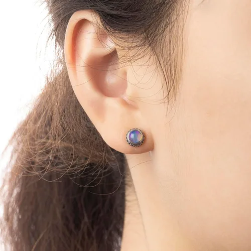 Miniatura 41 de Aretes de plata de ley con piedra natal de cristal real, joyería para mujer, moda occidental 925, envejecida, bohemia, hecha a mano, el mejor regalo