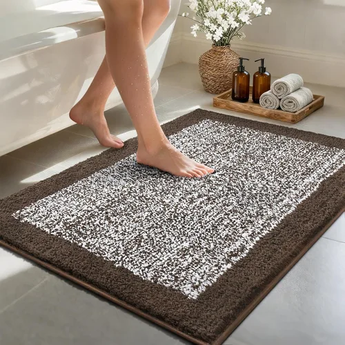 Miniatura 62 de Alfombras de baño de 17 x 24 pulgadas, antideslizantes, lavables, color gris, para bañera, tapete de baño para baño, tapete suave y absorbente