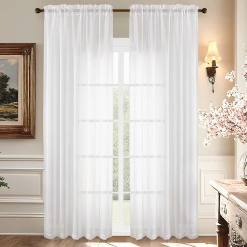 Miniatura 107 de Aiyufeng 2 paneles de cenefa transparente negra de 14 pulgadas de largo, cortinas cortas negras transparentes para dormitorio, cortinas de cocina