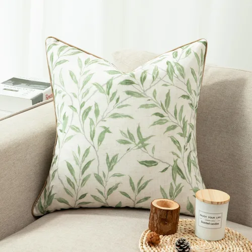 Miniatura 12 de VOGOL Juego de 2 fundas de almohada, 18 x 18 pulgadas, patrón de pájaros verdes, estampado de flores y pájaros verdes, fundas de cojín para cama