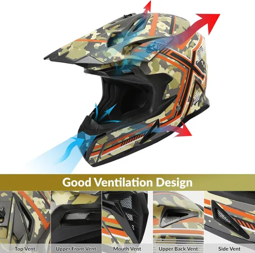 Miniatura 3 de TCMT Casco MX de Cara Completa para Motocicleta Dirt Bike Off-Road Motocross ATV Bicicleta de Montaña para Hombres y Mujeres Aprobado por DOT