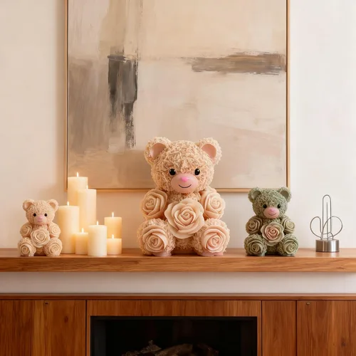 Miniatura 4 de 2 moldes de silicona de oso de rosas, moldes para hacer velas de oso de peluche 3D, adorno para moldes de resina epoxi para manualidades, molde