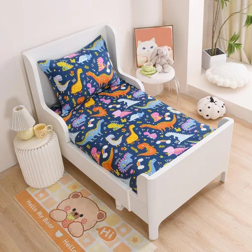 Miniatura 14 de Juego de 2 sábanas bajeras y fundas de almohada suaves para cama con bonitos patrones de cachorros, sábanas estampadas con patrón de perritos para 2
