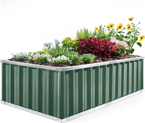 Miniatura 21 de King Bird - Cama de jardín elevada de 68 x 36 x 12 pulgadas, kit de caja de maceta de metal de acero galvanizado para jardín al aire libre, con 2