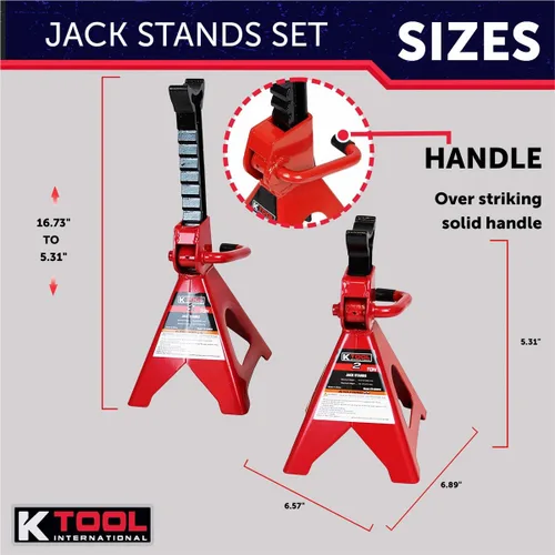 Miniatura 5 de K Tool International 63097A Gato de piso tipo carro automotriz de 2 toneladas con soportes de gato para garajes, talleres de reparación y bricolaje