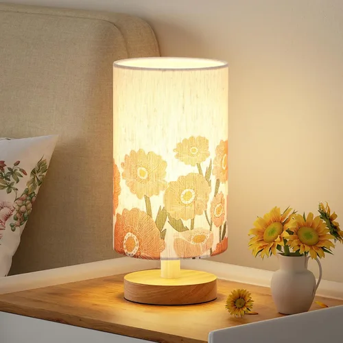 Miniatura 20 de Fenmzee Lámpara de mesa pequeña para dormitorio, control en línea, lámpara de noche con bombilla LED A15 de 3000 K, fácil montaje