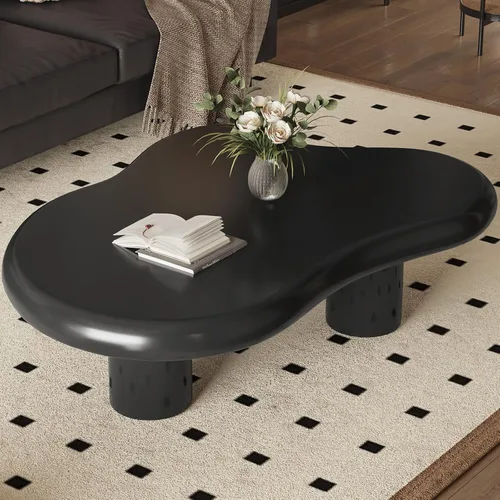 Miniatura 10 de Cloud - Mesa de centro moderna de 35.43 pulgadas con 4 patas, mesas auxiliares de estilo simple, mesas de té irregulares para sala de estar