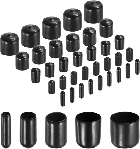 Miniatura 48 de uxcell 100 tapas redondas de goma para extremos de goma, tapas protectoras de rosca de tornillo de 1/2 pulgadas, 5/8 pulgadas, 3/4 pulgadas, 7/8