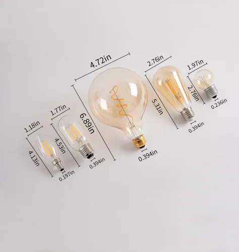 Miniatura 2 de OMED Bombilla Edison LED vintage G125/G40 E26, globo de gran tamaño, regulable, de vidrio ámbar, 2200 K, blanco cálido, bombilla redonda antigua